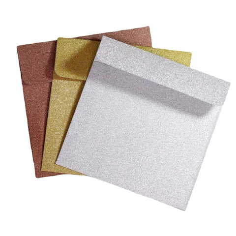 Metallic Glitter Invitation Envelopes Specialty Paper Self Adhesive Square Rectangular Gold Silver Rose Gold Wedding Stationery