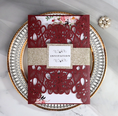 Elegant Laser Cut Wedding Invitation Cards European Pearl Paper Hollow Floral Invitations For Marriage Engagement Party