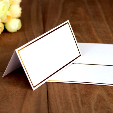 Elegant Gold Foil Border Folding Place Cards Cardstock Table Name Cards For Wedding Banquet Business Meeting Formal Event