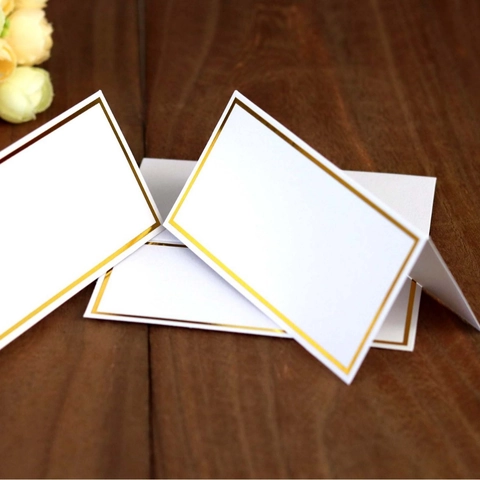 Elegant Gold Foil Border Folding Place Cards Cardstock Table Name Cards For Wedding Banquet Business Meeting Formal Event