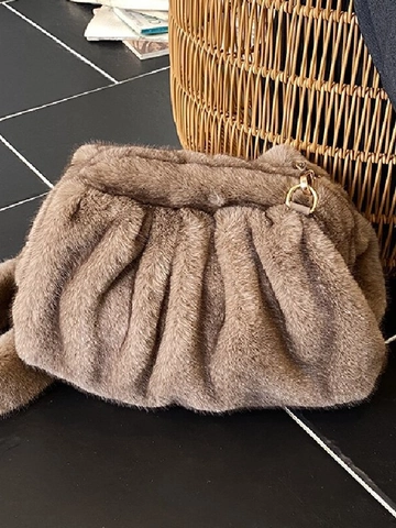 Dames Winter Kunstbont Geplooid Cloud Schoudertas Zacht Pluche Crossbody Tas Elegant Warm Harige Handtas Dagelijkse Mode Tas