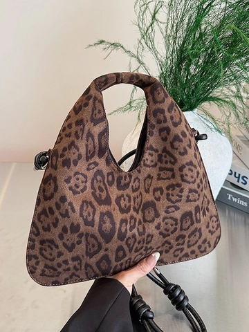 Borsa Tote in Similpelle Scamosciata Leopardata per Donna Grande Capacità Vintage Borsa a Tracolla Casual Shopping Moda