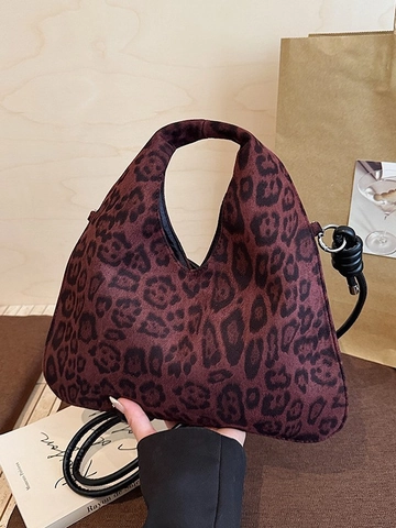 Borsa Tote in Similpelle Scamosciata Leopardata per Donna Grande Capacità Vintage Borsa a Tracolla Casual Shopping Moda