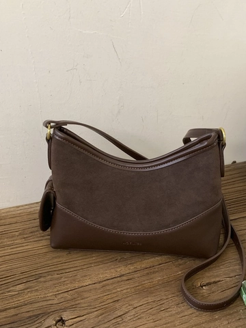 Damen Retro PU Wildleder Nähen Beuteltasche Große Kapazität Umhängetasche Pendler Minimalistisch Achsel Schultertasche Handtasche