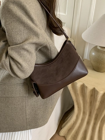 Damen Retro PU Wildleder Nähen Beuteltasche Große Kapazität Umhängetasche Pendler Minimalistisch Achsel Schultertasche Handtasche