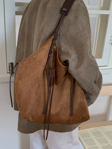 Grand Sac Fourre-Tout Imprimé Léopard en Daim pour Femmes Sac à Épaule Rétro en Daim Grande Capacité Sac de Shopping Décontracté Sac à Main de Navette