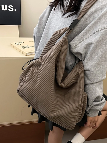 Borsa a Tracolla da Donna in Lana di Grande Capacità Borsa Tote Retrò Casual Versatile Regolabile per Uso Quotidiano