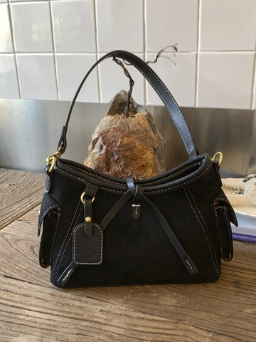 Borsa Tote da Donna Grande Capacità in Pelle PU Texture Scamosciata Borsa a Tracolla Retrò Vintage Multitasche per il Lavoro Quotidiano