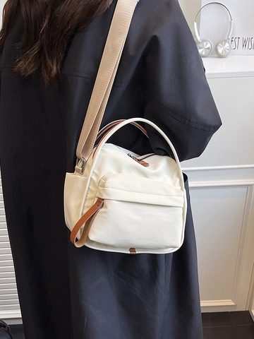 Borsa a Tracolla in Nylon Minimalista da Donna Grande Capacità Leggera Multitasche Borsa a Mano Casual Urbana da Pendolare