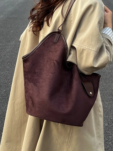 Damen Wildlederimitat Große Kapazität Tragetasche Retro Leopardenmuster Beuteltasche Chic Pendeln Umhängetasche Fashion Handtasche