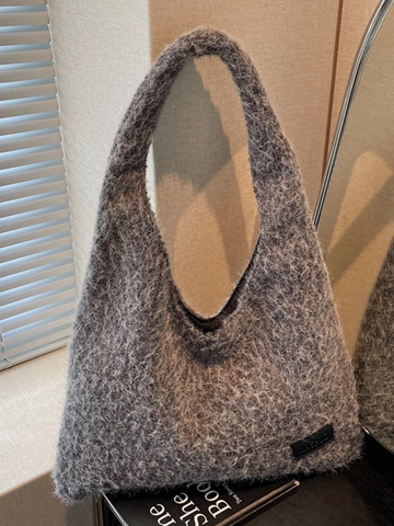 Borsa Tote in Peluche Invernale da Donna Grande Capacità Morbida Ecopelliccia Borsa a Tracolla Minimalista Pendolare Hobo Borsa Invernale