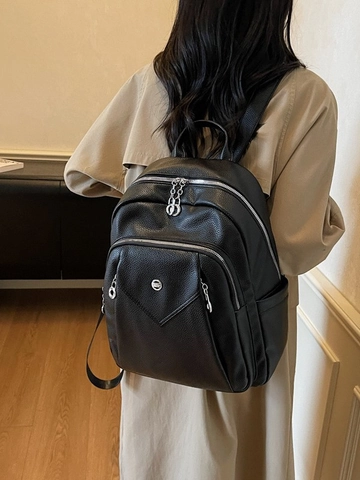 Women Pebbled PU Leather Backpack Large Capacity Fashion Casual Student Shoulder Bag For Travel Daily School Gray Pink