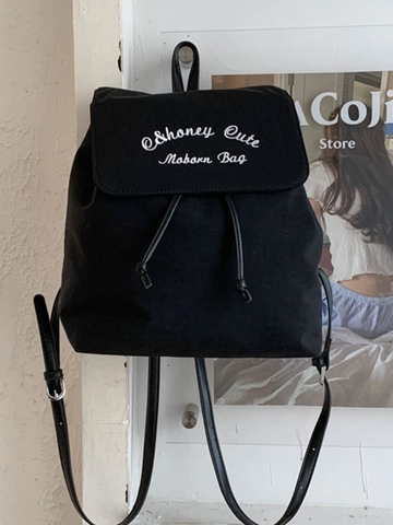 Zaino alla Moda in Tela Ricamata da Donna Grande Capacità Giornaliero Stile College Impermeabile Zainetto Minimalista Con Design a Lettere