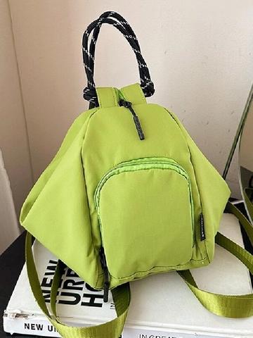 Damen Leichter Wasserdichter Nylon Rucksack Lässige Drei-Wege-Schultertasche Kleiner Dreieck Geometrischer Reiserycksack Mit Geflochtenem Griff