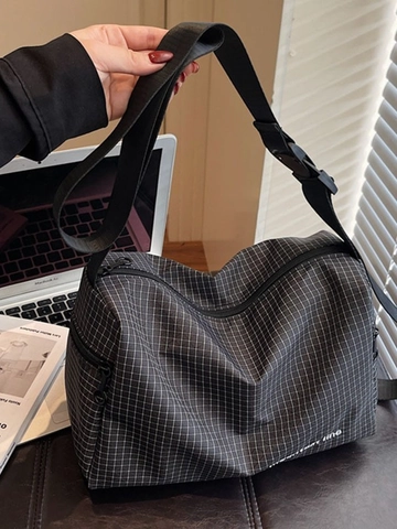 Borsa a Tracolla in Tela a Scacchiera da Donna Borsa Messenger a Spalla di Grande Capacità Borsa a Cuscino Casual Alla Moda