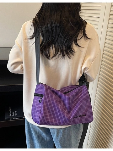 Borsa a Tracolla in Tela a Scacchiera da Donna Borsa Messenger a Spalla di Grande Capacità Borsa a Cuscino Casual Alla Moda