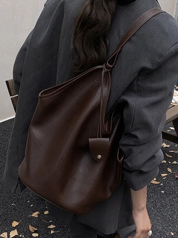 Sac à Épaule en Cuir PU Vintage Grande Capacité pour Femme Sac Fourre-tout Hobo Rétro Avec Pochette pour Travail