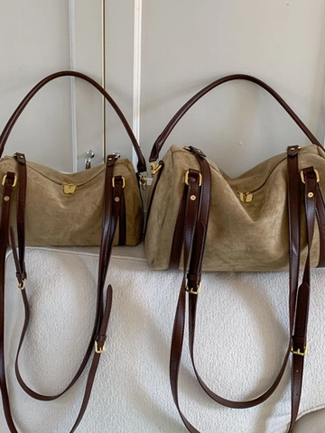 Vintage Gefrostetes PU Leder Boston Tasche Für Damen Mode Große Kapazität Wildleder Optik Schulter Umhängetasche Tote Bag