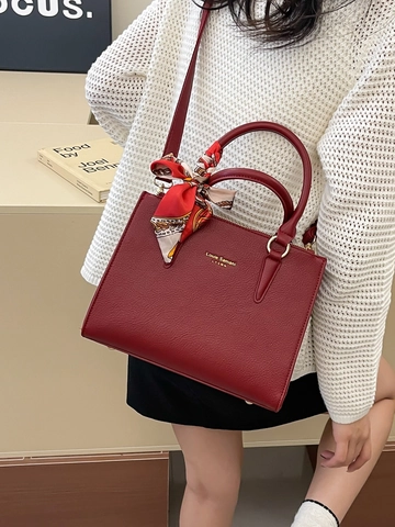 Sac Fourre-tout Élégant en Cuir PU pour Femmes Grande Capacité Sac à Main de Mariage avec Décoration de Foulard Sac Bandoulière