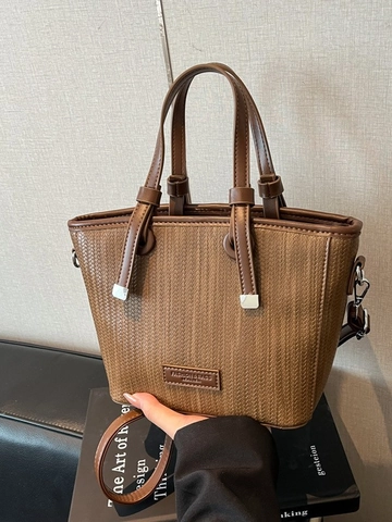 Borsa a Secchiello con Trama Intrecciata Retrò da Donna Borsa a Tracolla in Pelle PU Versatile Piccola Borsa con Tracolla Regolabile Gioielli