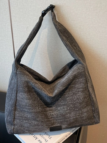 Women Large Capacity Canvas Tote Bag Denim Texture Hobo Crossbody Bag With Adjustable Buckle Minimalist Casual Shoulder Bag