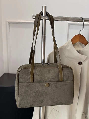 Vintage Große Kapazität Wildleder PU Tote Tasche Für Frauen Retro Pendeln Unterarm Schultertasche Mit Tasche Handtasche