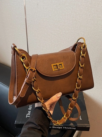 Borsa a Spalla in Pelle PU Vintage Per Donna Borsa a Tracolla con Chiusura a Girello alla Moda Borsa Sottobraccio da Pendolare