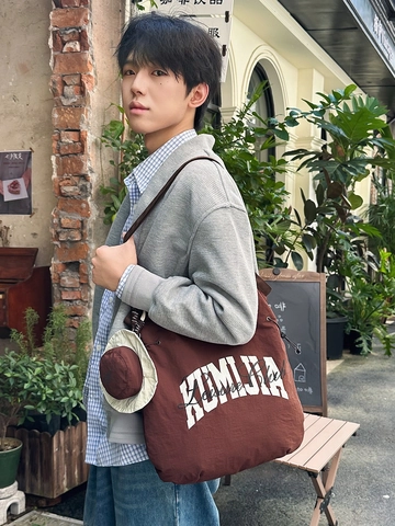 Borsa Tote in Nylon da Donna di Grande Capacità Casuale Stampa di Lettere Borsa a Tracolla Con Pendente Mini Cappello Leggera Moda