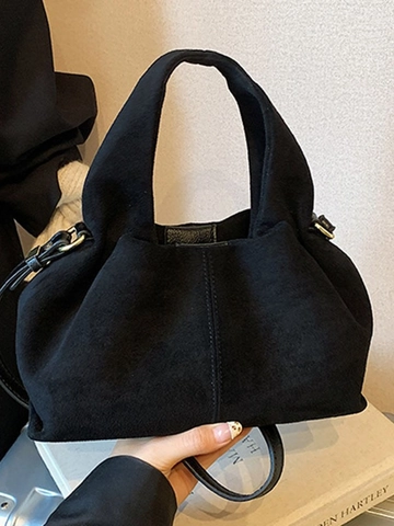 Borsa a Secchiello Vintage in PU Effetto Scamosciato Plissettato da Donna Grande Capacità Borsa a Tracolla Moda Tote per Pendolari