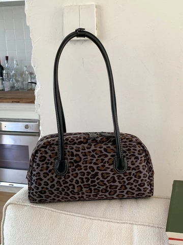 Bolso Baguette Vintage Estampado Leopardo Mujer Cuero PU Gran Capacidad Bolso de Hombro Mano Minimalista Urbano Bolso de Axila Diario
