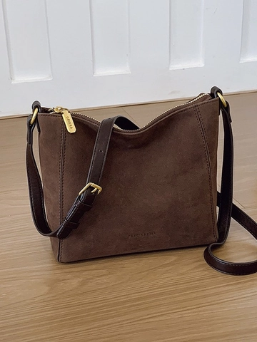 Retro Faux Suede PU Leer Emmer Tas Voor Vrouwen Grote Capaciteit Matte Schoudertas Minimalistisch Casual Handtas
