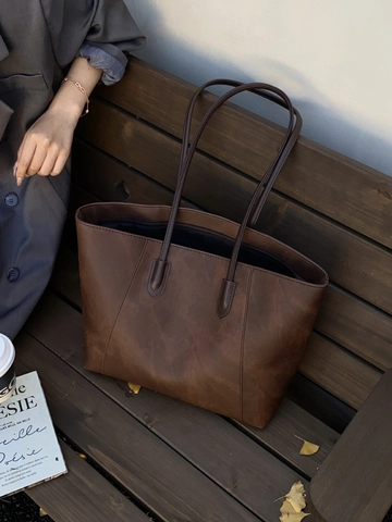 Women Large Capacity PU Leather Matte Tote Bag Simple Urban Style Shoulder Bag With Zipper Casual Commuting Bag Fashion Handbag