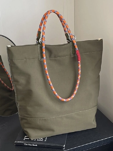 Damen Große Kapazität Nylon Tote Bag Lässig Leichte Schultertasche Mit Geflochtenem Seilgriff Für Arbeit Schule Reise