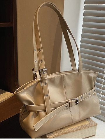 Borsa Tote a Spalla in Pelle PU Vintage per Donna Moda Pendolare Grande Capacità Borsa Sottobraccio Con Tracolla Regolabile Occhielli Metallici