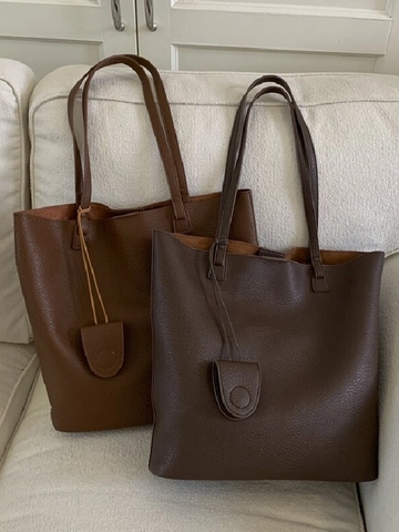Dames Litchi Patroon PU Leer Schouder Tote Tas Retro Minimalistisch Grote Capaciteit Woon-Werkverkeer Handtas En Kleine Pouch