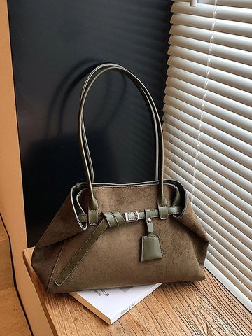 Retro Frosted PU Suede Large Capacity Underarm Bag For Women Vintage Chic Solid Color Tote Shoulder Bag Autumn Winter Commuter Handbag