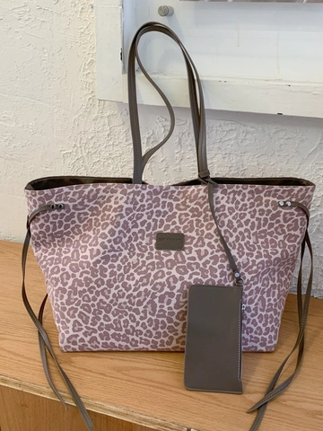 Sac Fourre-tout de Grande Capacité Imprimé Léopard Rose Pour Femmes Sac à Épaule en Toile Décontracté Avec Pochette Assortie