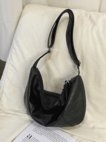 PU Leder Hobo Tasche Mit Großer Kapazität Minimalistische Faltige Mondtasche Lässige Pendler Umhängetasche Für Damen Herren Streetwear Teigtasche Schultertasche