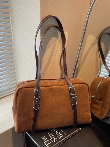 Borsa a Tracolla da Donna in Pelle PU Smerigliata Retrò Borsa da Sottobraccio a Cuscino di Nicchia Vintage Borsa a Mano Morbida per Donna