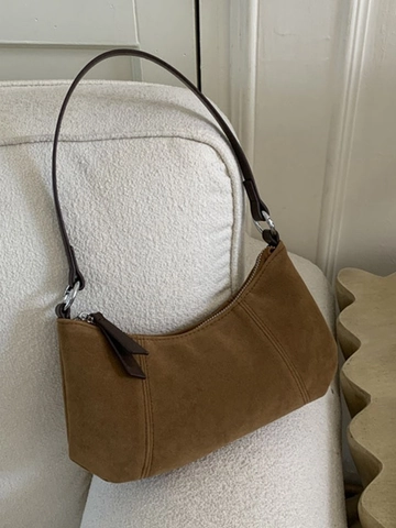 Damen Vintage Wildleder-Optik PU Leder Knödeltasche Retro Hobo Umhängetasche Mit Metallring-Gurt Für Den Täglichen Weg
