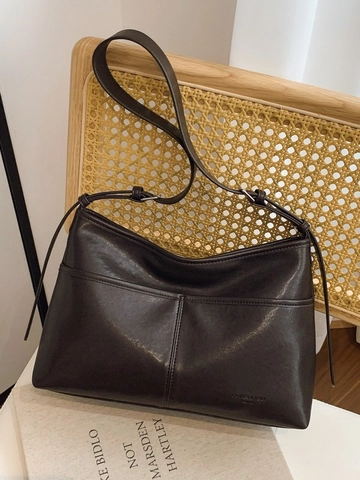 Borsa Tote in Pelle PU di Grande Capacità per Donna Vintage con Cuciture Borsa a Spalla Versatile Borsa a Tracolla Pendolare