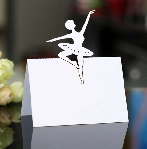 Laser Cut Ballet Dancer Place Cards For Wedding Party Table Decorations Hollow Out Pearl Paper Name Seat Cards European Style