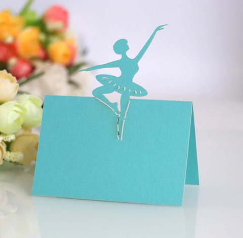 Segnaposto Ballerina Taglio Laser Per Decorazione Tavola Matrimonio Festa Carta Perlata Carte Nome Traforate