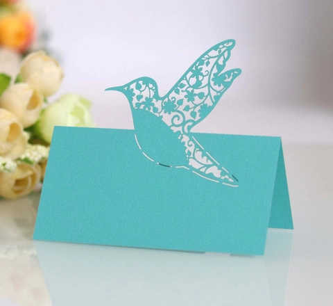 Segnaposto Colibrì Taglio Laser Decorazione Tavola Matrimonio Banchetto Carta Perlata Intagliati Floreali Carte Seduta Festa