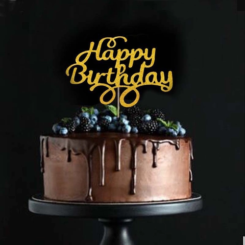 Glitzer Papier Kuchendeko-Stecker Gold Schwarz Rot Happy Birthday Love Eid Mubarak Laser Geschnitten Party Jubiläum Dekoration