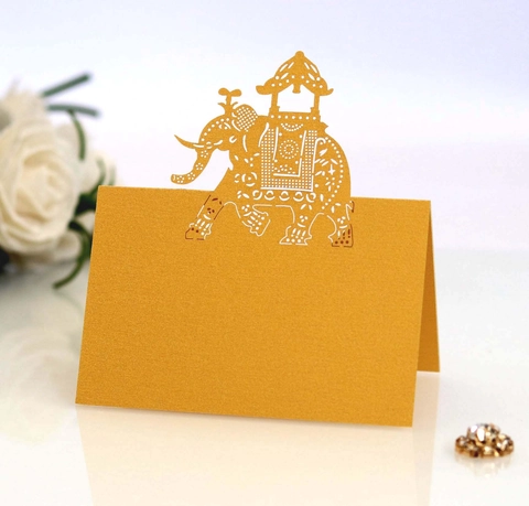 Elephant Laser Cut Hollow Place Cards Pearlescent Paper Table Name Cards For Wedding Party Banquet Decoration