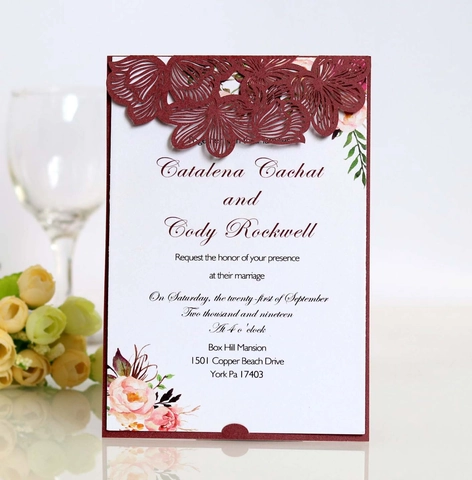 European Laser Cut Hollow Floral Wedding Invitation Cards With Envelope And Inner Sheet Pearl Paper For Engagement Party