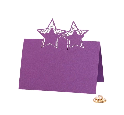 Élégants Marque-places Étoile Découpés au Laser pour Décoration de Mariage Fête Cartes de Table Pliables Papier Nacré Carton
