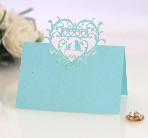 Laser Cut Bird Heart Wedding Place Cards Pearl Paper Name Table Cards For Banquet Event Decor Guest Seating Table Cards