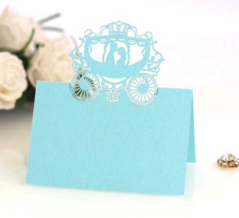 Carriage Laser Cut Place Cards For Wedding Hollow Pearlescent Paper Table Name Cards Romantic Party Banquet Seat Cards
